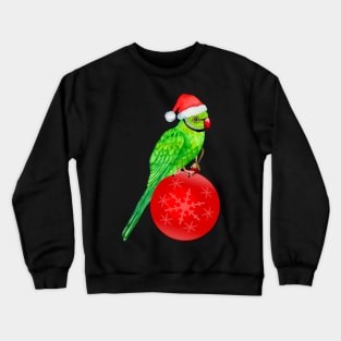 Cute Christmas Ringneck Parrot in Santa Hat for Bird Lover Crewneck Sweatshirt